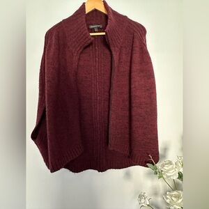 Banana Republic Rich Burgundy Poncho Sweater, Wool,  New Without Tag